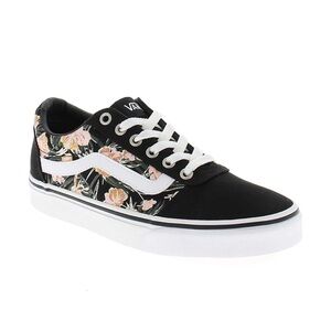 Vans Kids Black and Pink Floral Sneakers